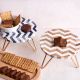 Brown and Blue Chevron Wood and Resin Cake Stand for Dessert, Fruit and Planter